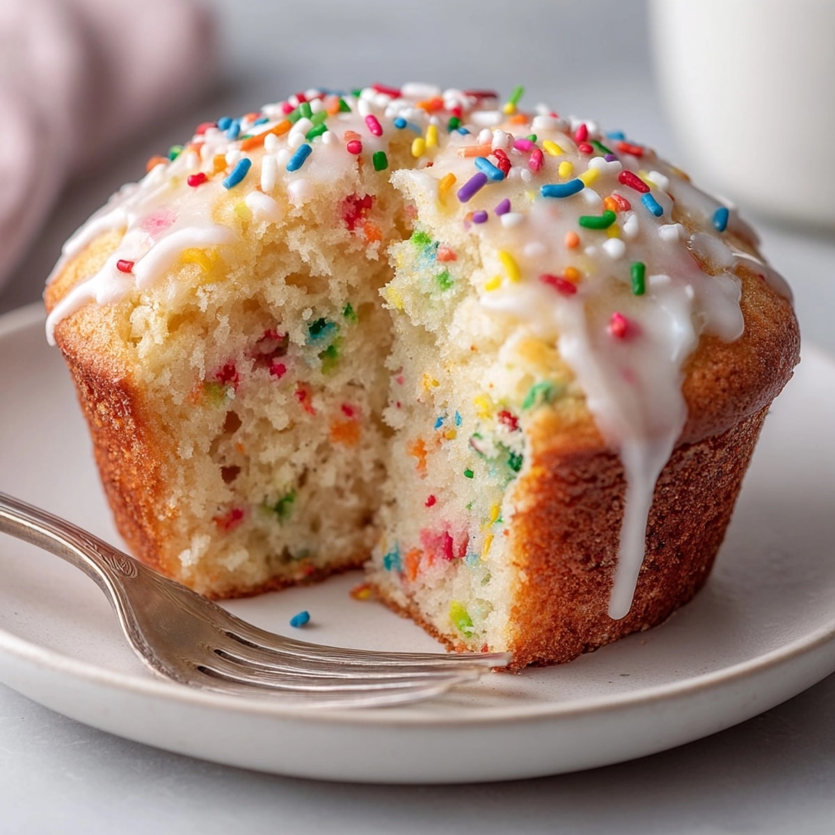 Moist Funfetti Yogurt Muffin recipe, light and fluffy with a sweet vanilla flavor.