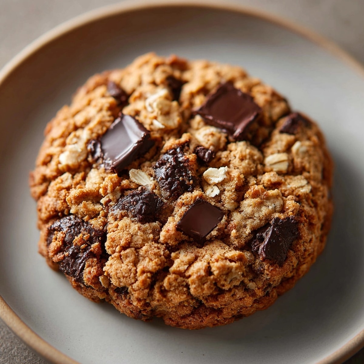 Golden Peanut Butter Oatmeal Chocolate Chip Cookies ready to be served warm.