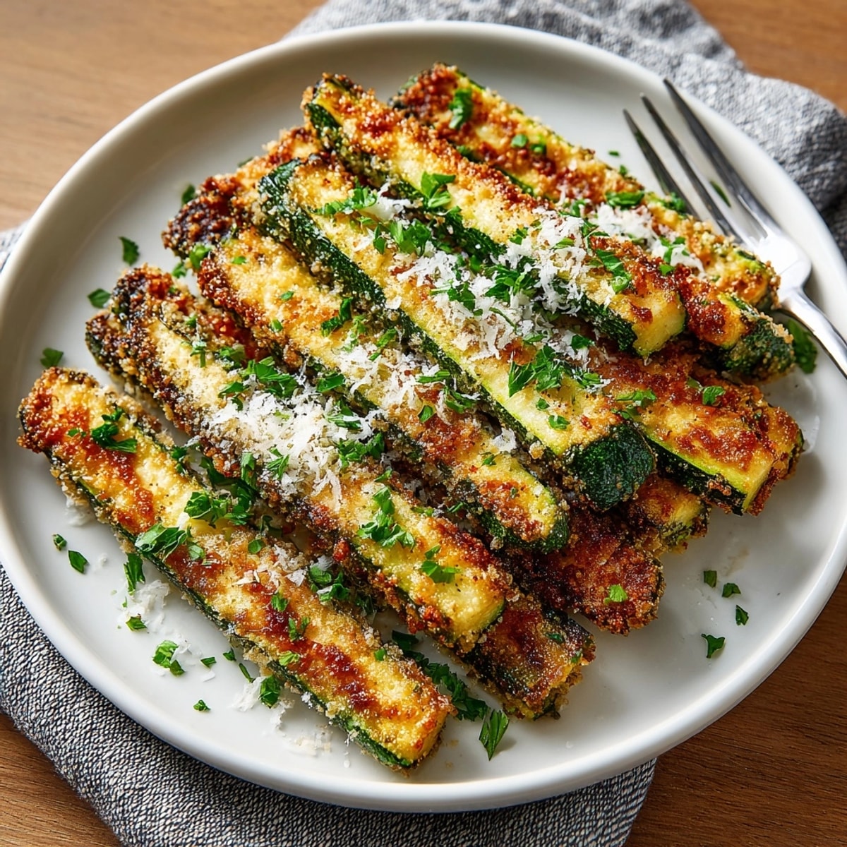 Homemade Crispy Parmesan Zucchini Fries: perfectly seasoned, baked until tender and slightly cheesy.