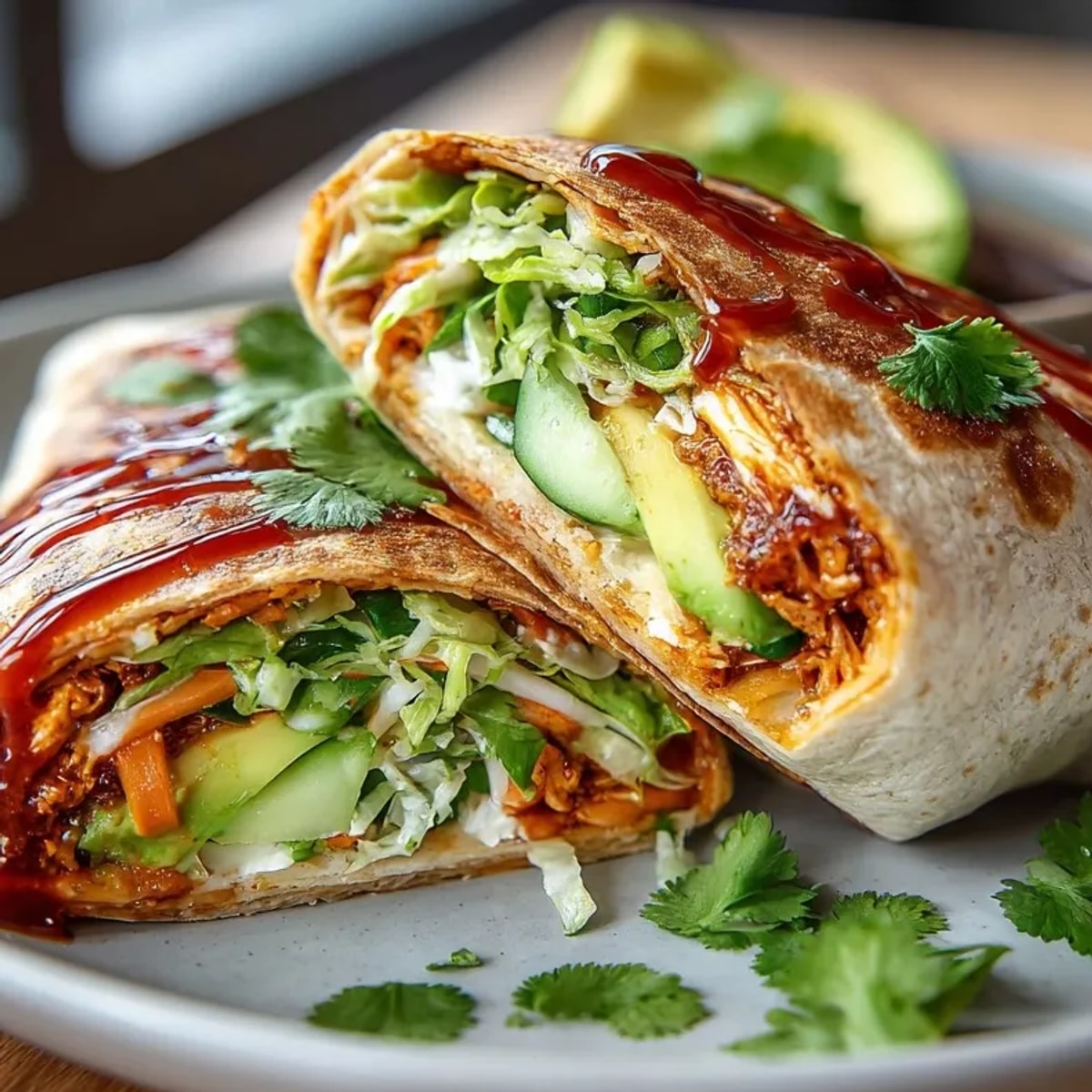 Creamy, tangy 10-Minute Buffalo Hummus Tortilla Wraps bursting with flavor, perfect lunchtime meal.