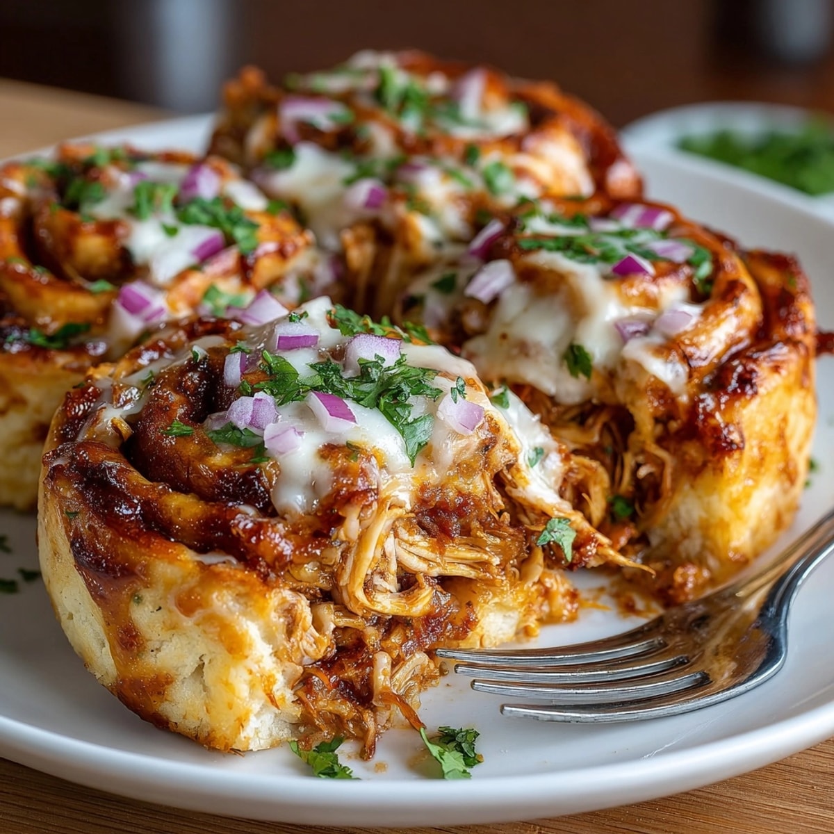 Warm, homemade BBQ Chicken Pizza Roll-Ups, perfect appetizer for easy summer gatherings.