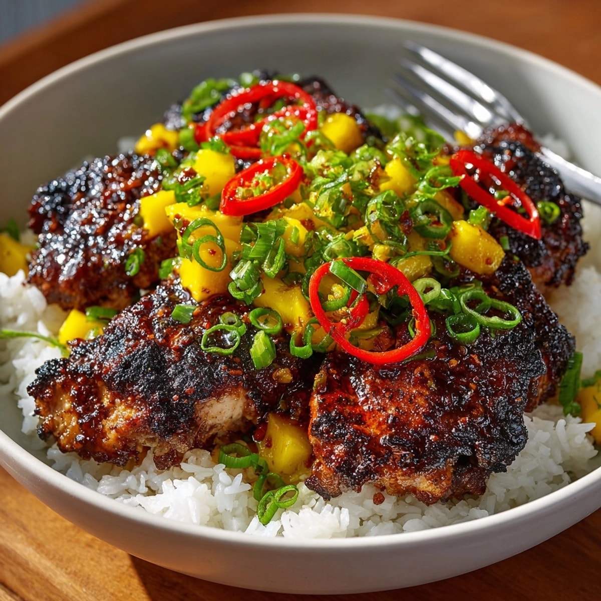 Savory Jamaican Jerk Chicken Rice Bowls recipe: a taste of the islands in every bite.