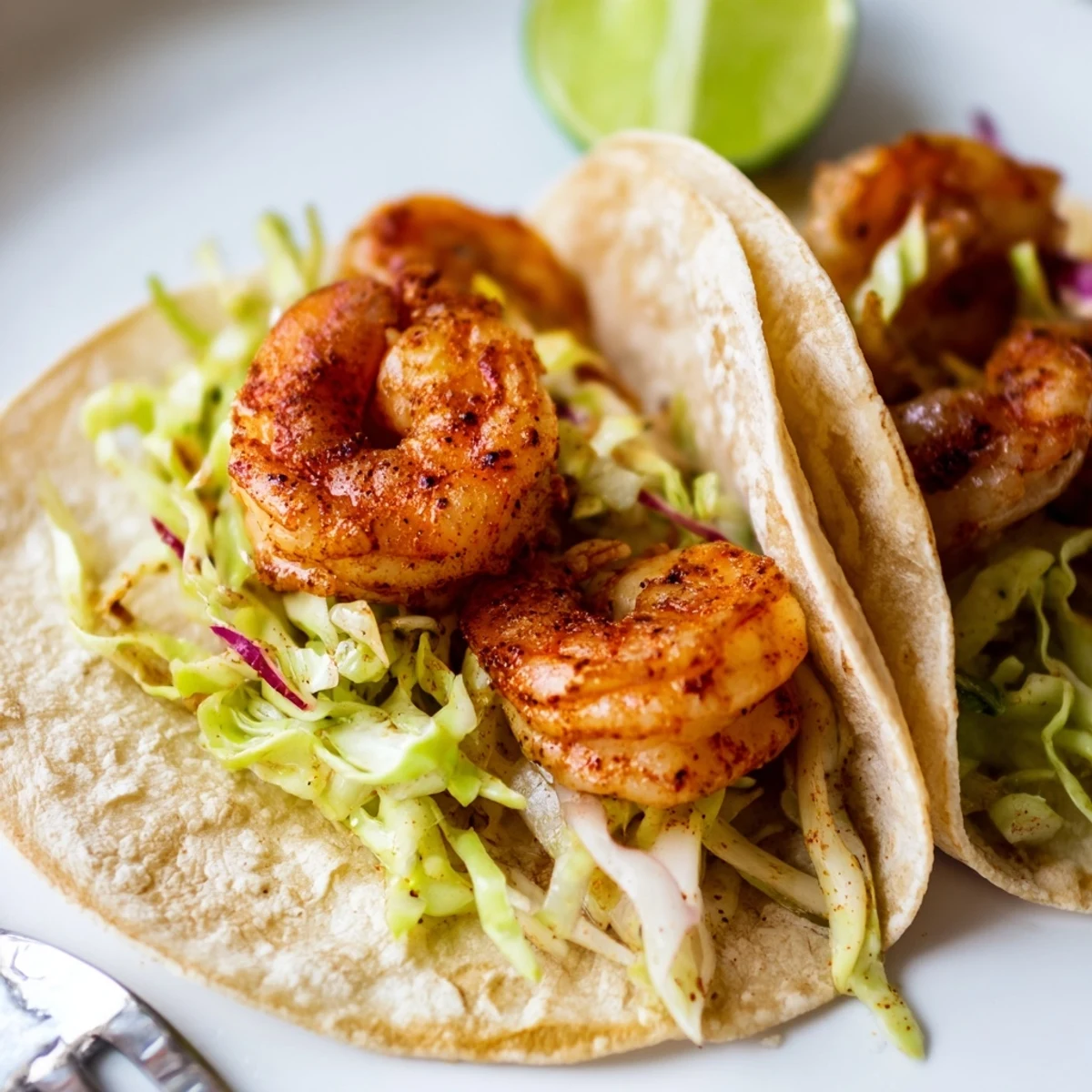 Juicy seasoned shrimp nestled in warm tortillas, topped with crunchy cabbage slaw.  