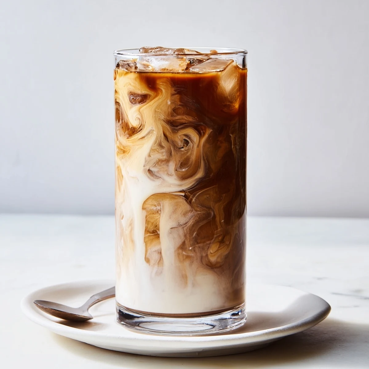 Rich and smooth tahini iced coffee served over ice, perfect for warm days.