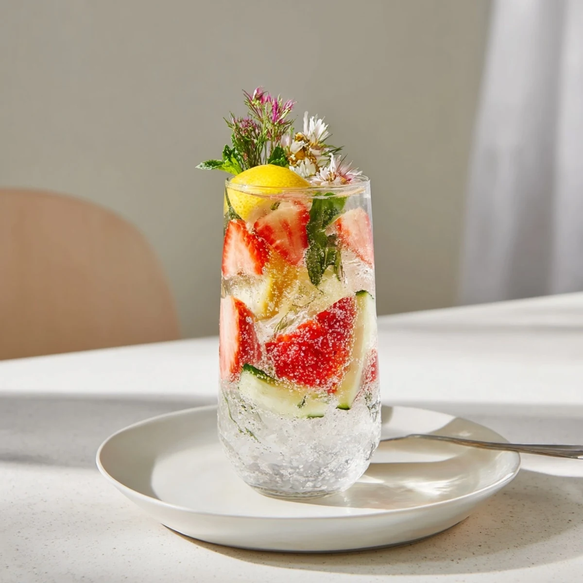 Refreshing water-based mocktails infused with fresh fruit and aromatic herbs.  