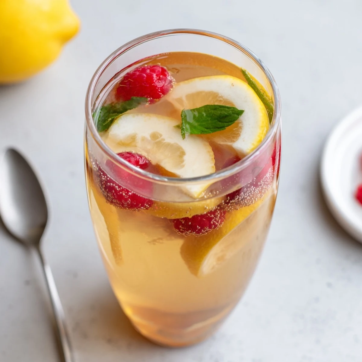 Colorful bottles of fizzy kombucha-style mocktails, perfect for summer gatherings.  