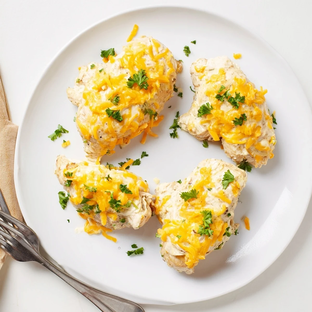 Golden Cheddar Ranch Chicken Bake topped with bubbly cheese and savory ranch sauce, a comforting meal.