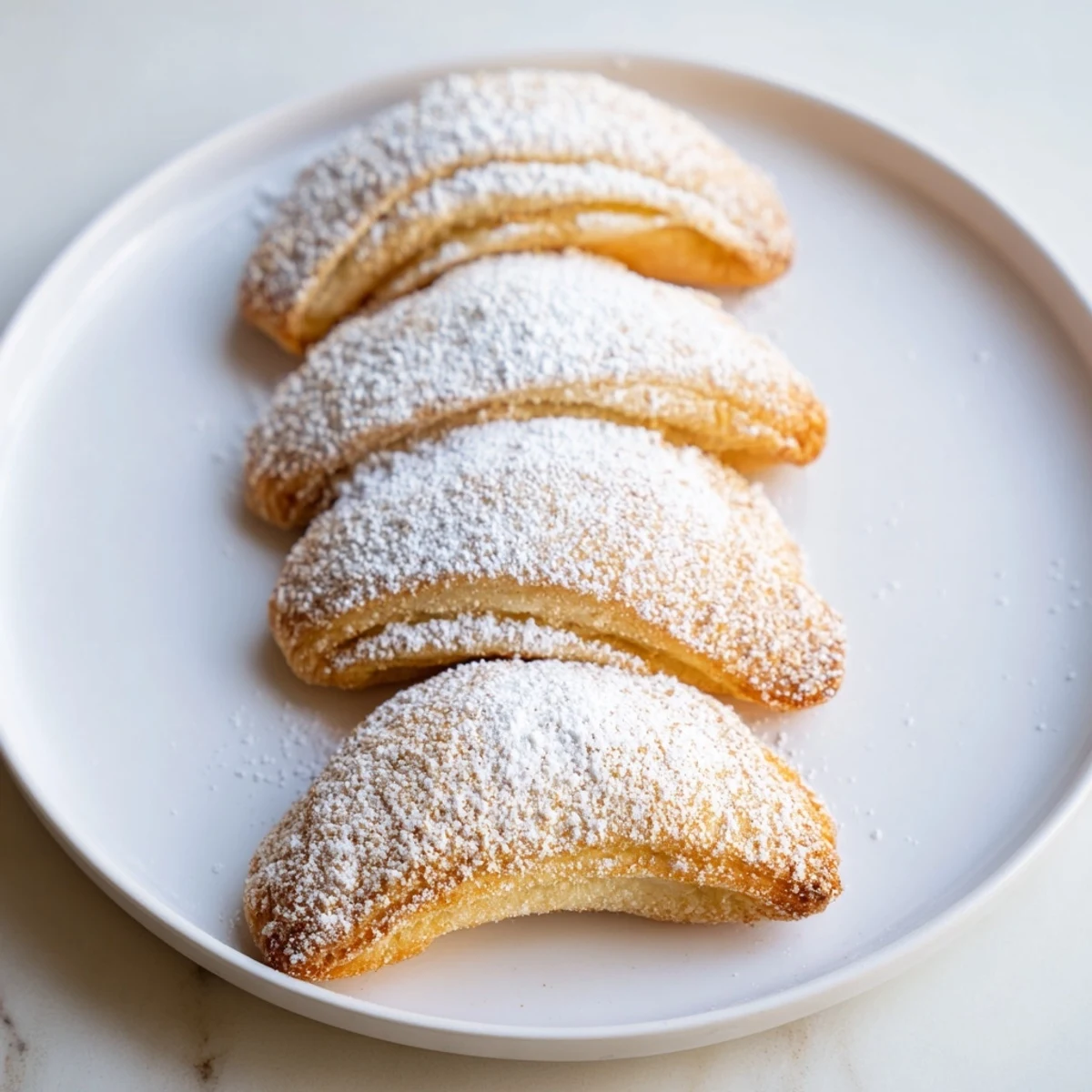 Warm, golden Quick Christmas Cookie Croissants dusted with cinnamon and sugar, ready to eat.