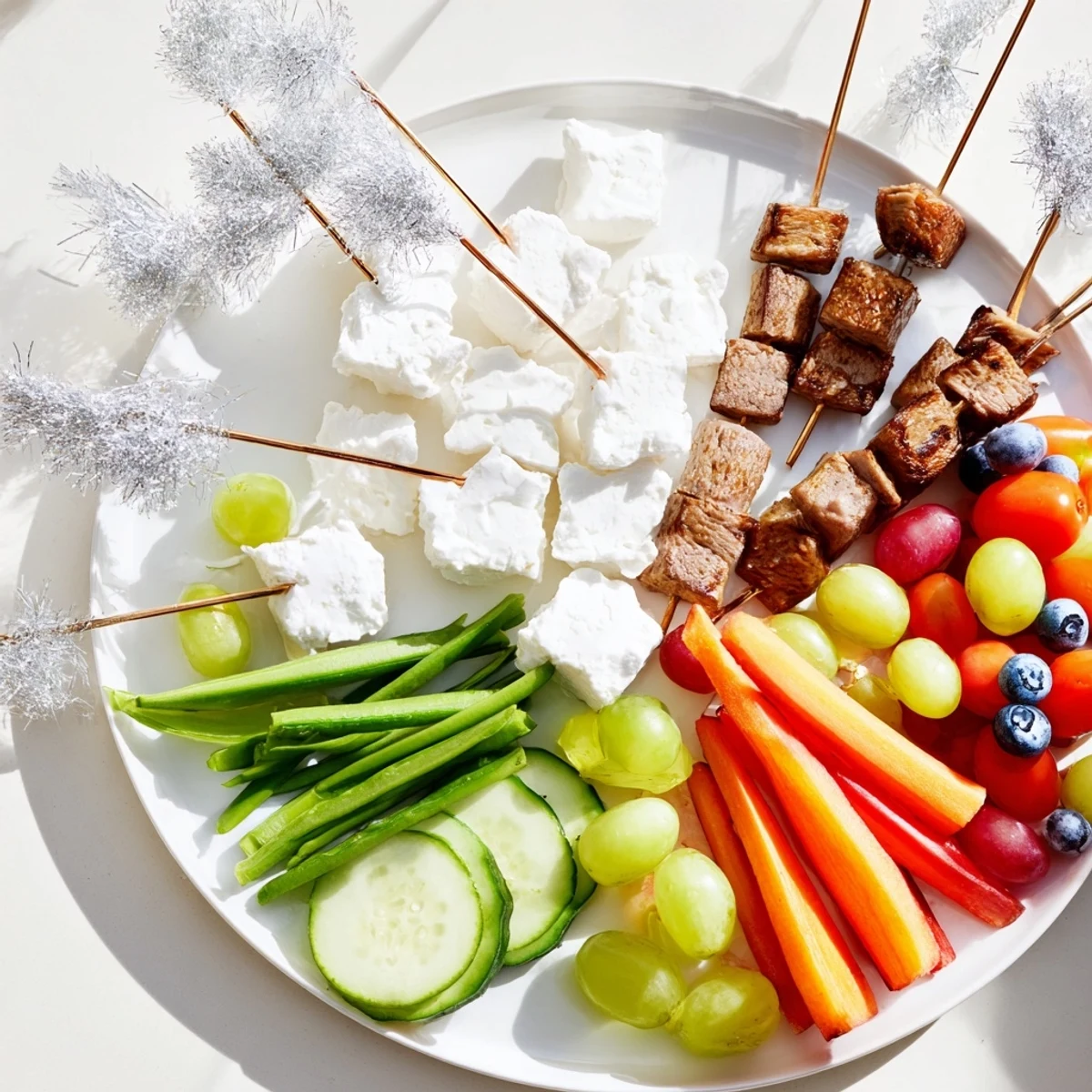 A vibrant grazing board: perfectly seared lamb and fluffy cheese clouds, part of the Fluffy Clouds Lamb Board.