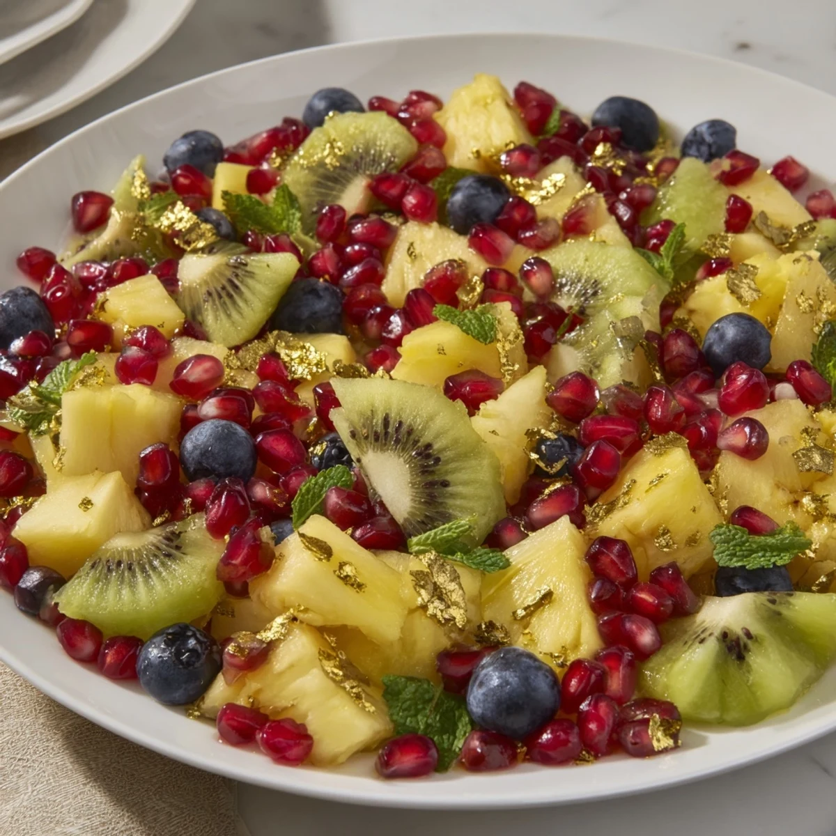 The elegant Three Kings Royal Fruit Platter displays fresh fruit, a festive, eye-catching dessert option.