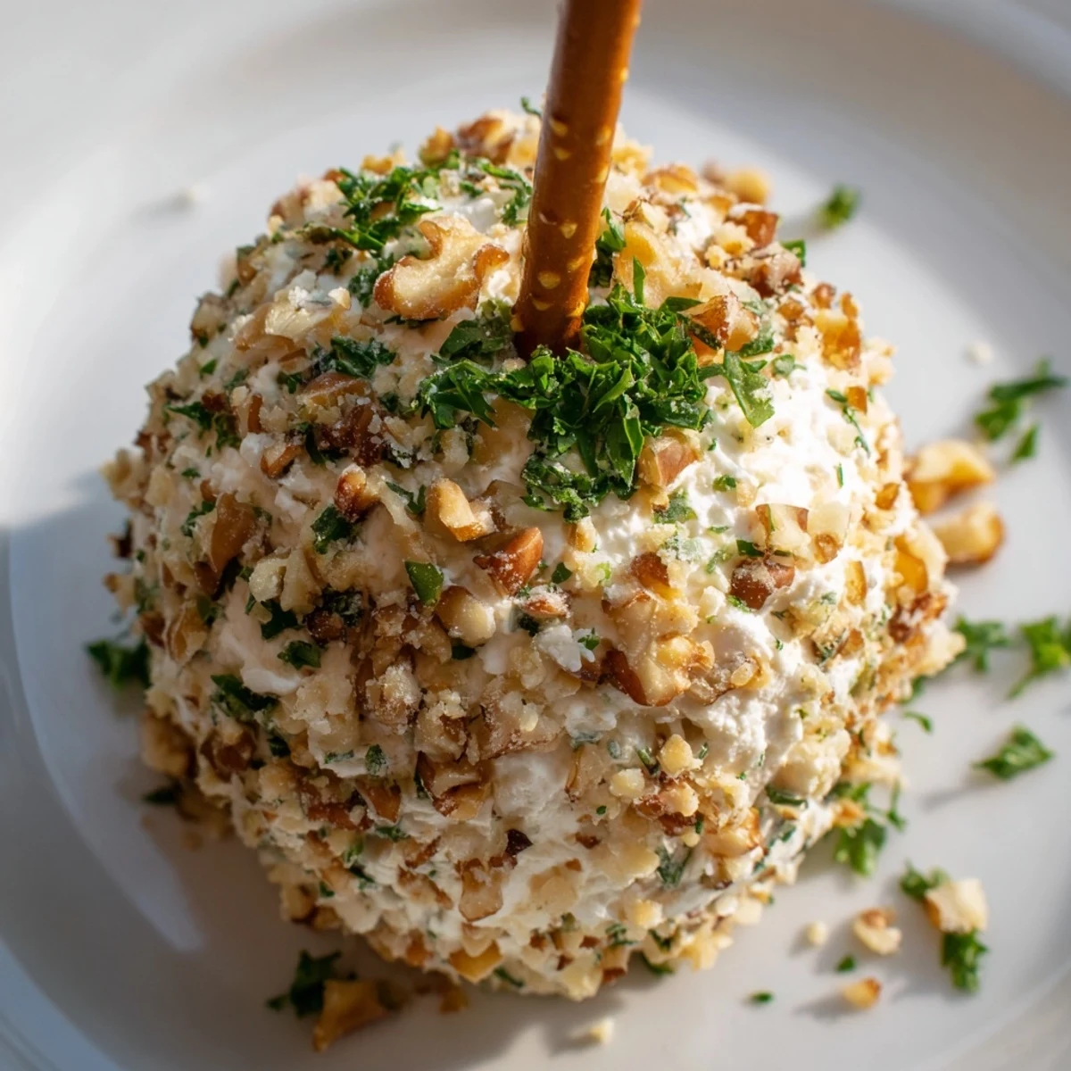 Savory Champagne Cork Cheese Balls, topped with pretzel "corks", are a delightful, festive appetizer for any party.