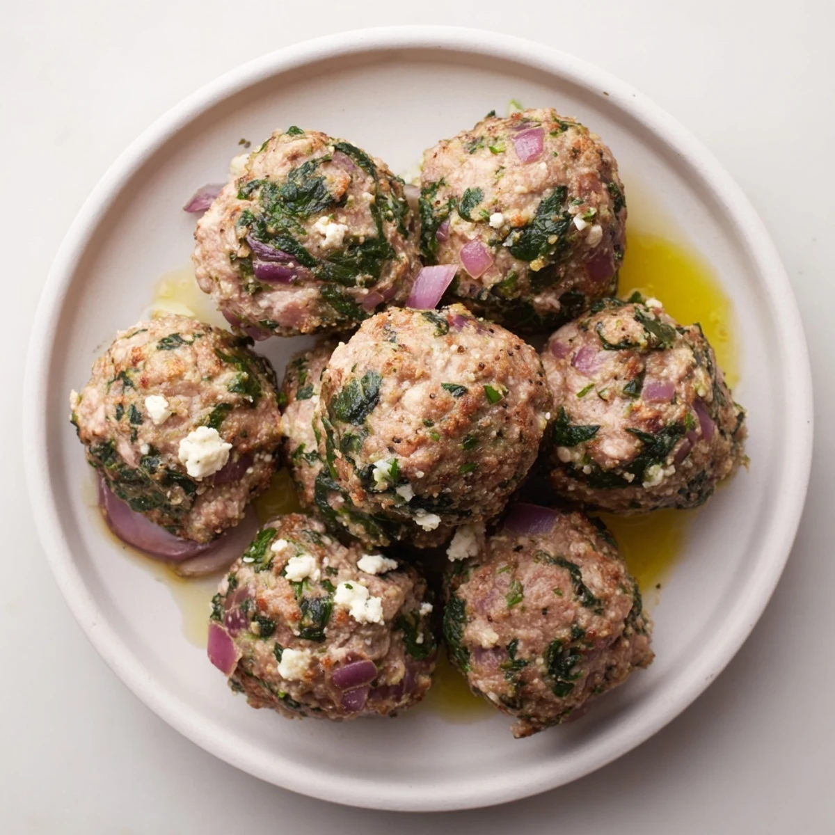 Golden brown Spinach Feta Turkey Meatballs, tender and juicy, ready to savor for dinner.