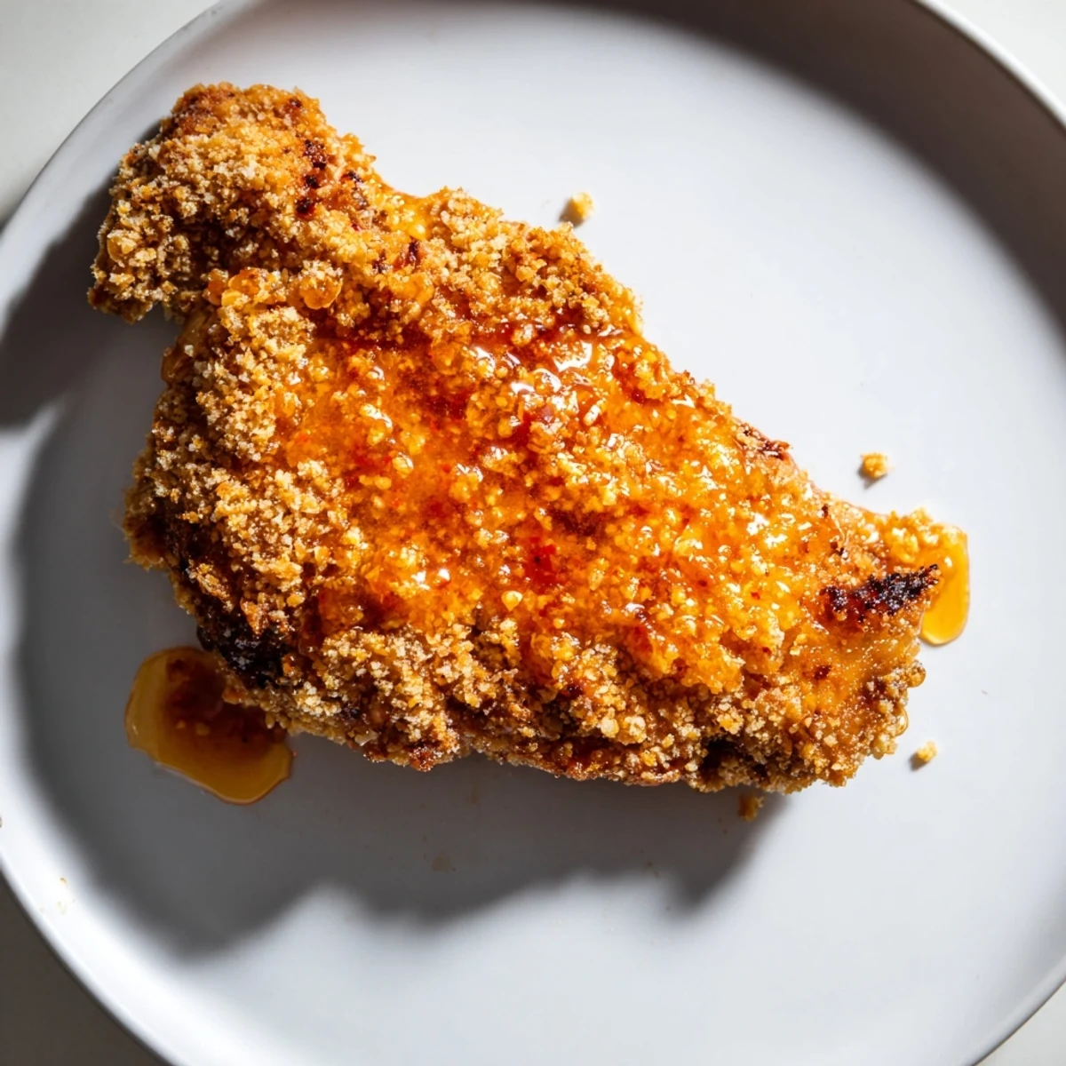 Tender, juicy Hot Honey Crispy Chicken Thighs, perfectly coated and ready to be enjoyed with a tangy sauce.