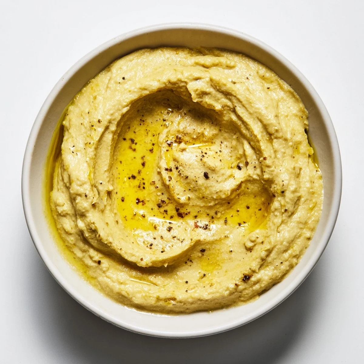 Close-up photo of creamy Chickpea Curry Paste, ready to be enjoyed with pita bread for dipping.