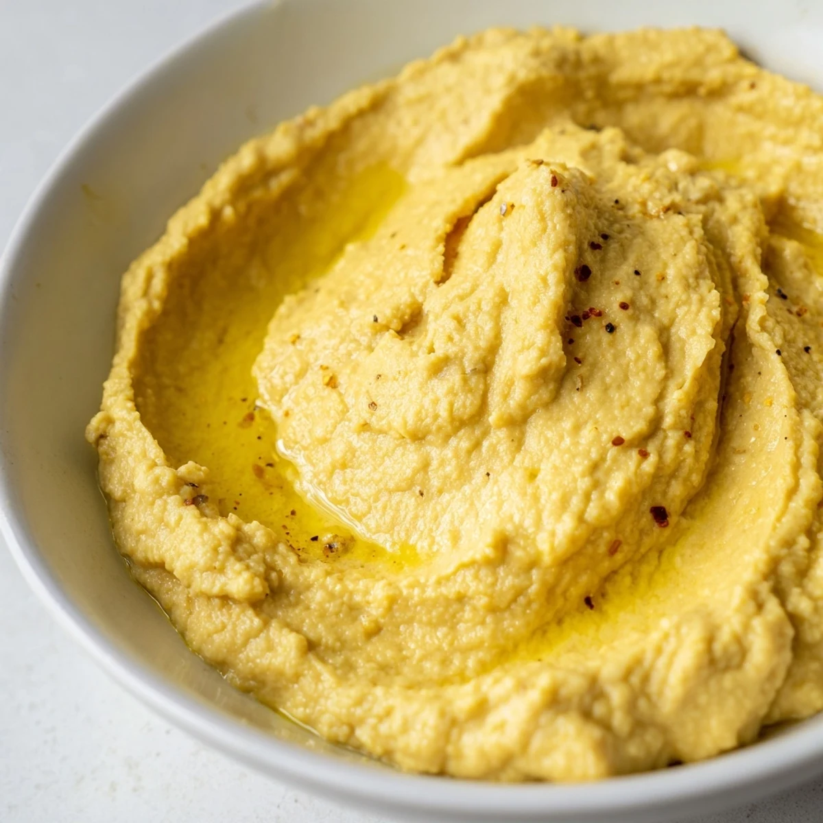 Vibrant image shows the smooth texture of homemade Chickpea Curry Paste, a delicious vegan dip.