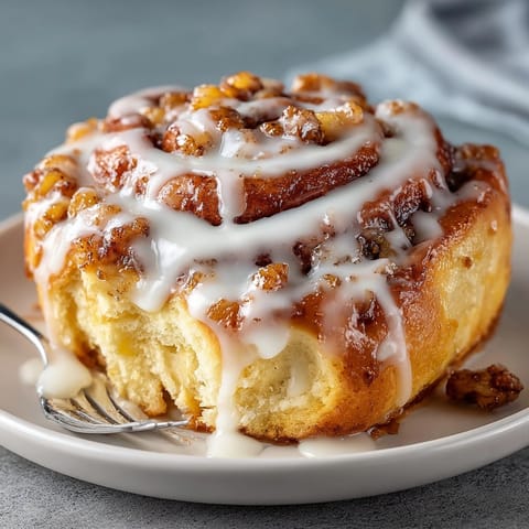 Close-up of freshly baked Apple Pie Cinnamon Rolls, showcasing their soft, sweet layers.