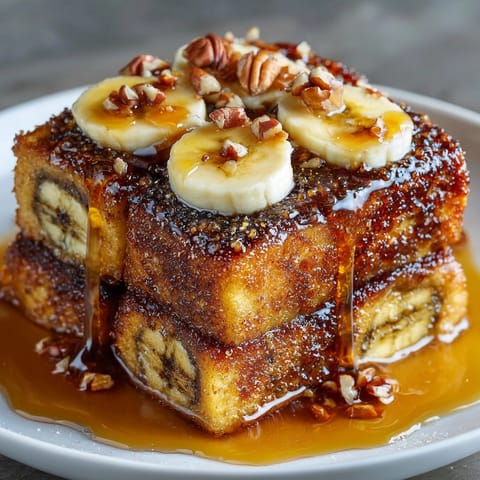 Warm, cinnamon-spiced Banana Bread French Toast Bake, glistening for a truly irresistible breakfast.
