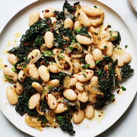 Garlicky Beans Winter Greens