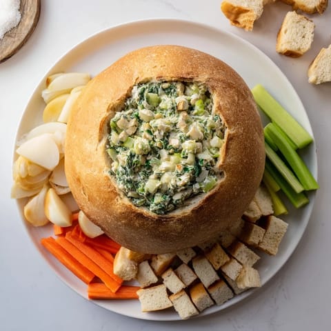 Creamy Spinach Dip Bread Bowl