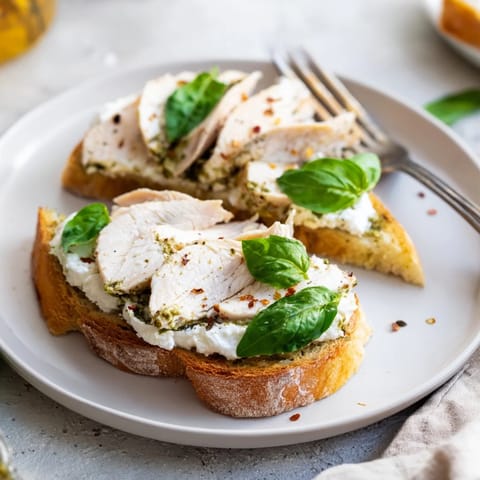 Pesto Chicken Burrata Toast