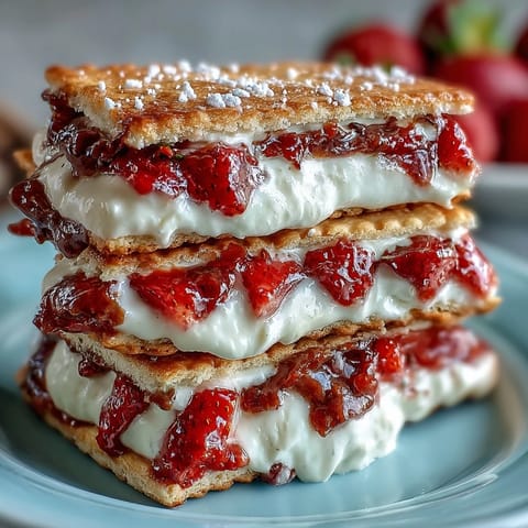 Strawberry Shortcake Cookies with Cream Filling: Golden cookies sandwiching sweet strawberries and fluffy vanilla cream for a classic dessert twist.