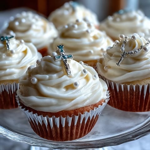 Mini Communion Cupcakes Rosary Toppers