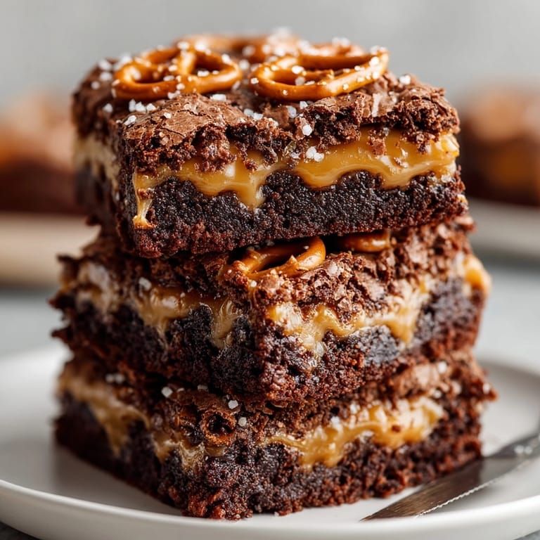 Homemade Salted Caramel Pretzel Brownies: a delicious dessert with salty and sweet crunch.