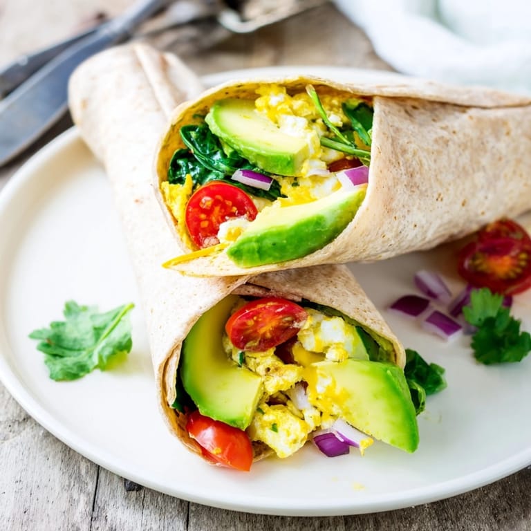 Golden Avocado Egg White Burrito, lightly pan-fried, reveals melted cheese deliciousness.