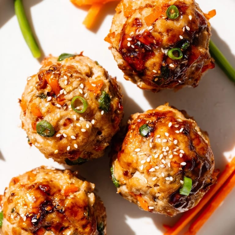 Golden turkey muffins infused with teriyaki, topped with sesame seeds and green onions.  