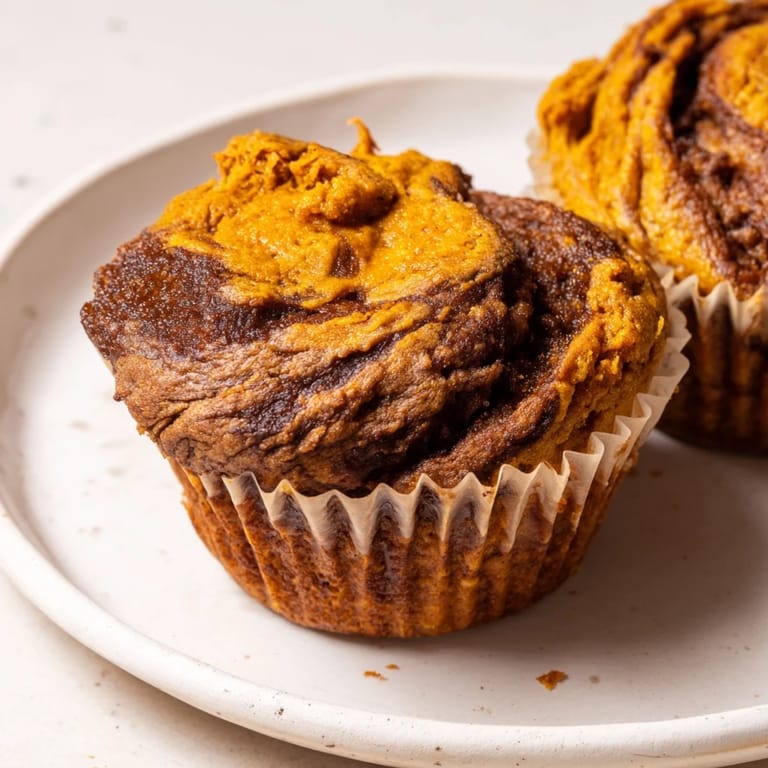 Festive gingerbread pumpkin muffin swirls with warm spices, ideal for sweet autumn mornings.