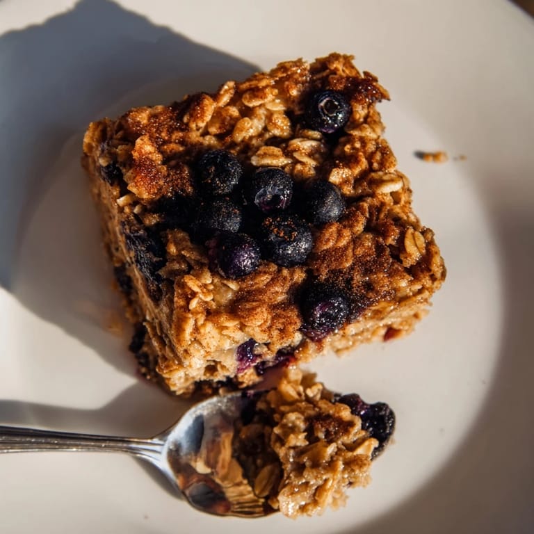 Cozy baked oatmeal with blueberries, perfect for meal prep and wholesome mornings.  
