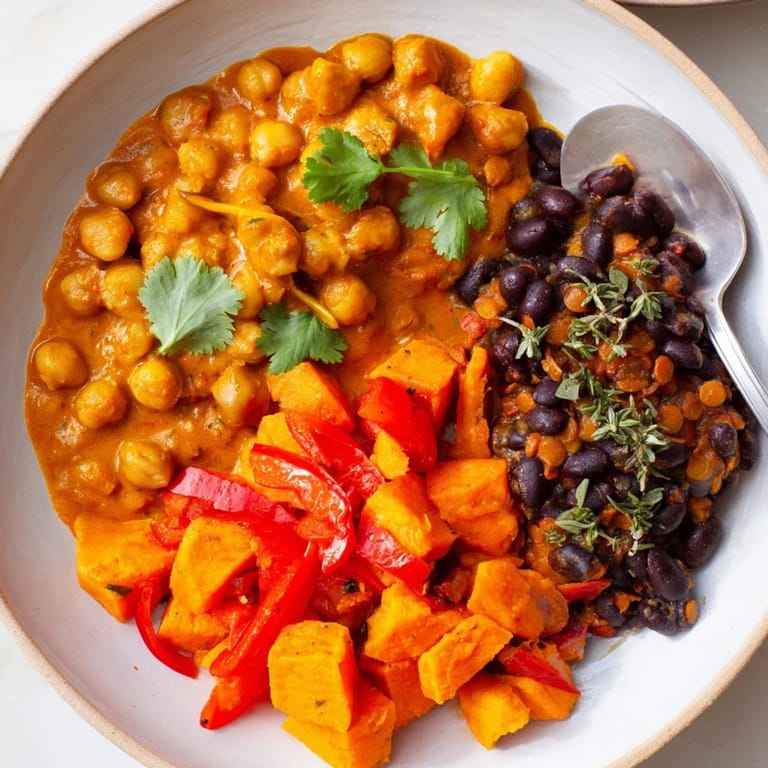 Three delightful Single-Pan Global Curries served with rice, highlighting culinary diversity.