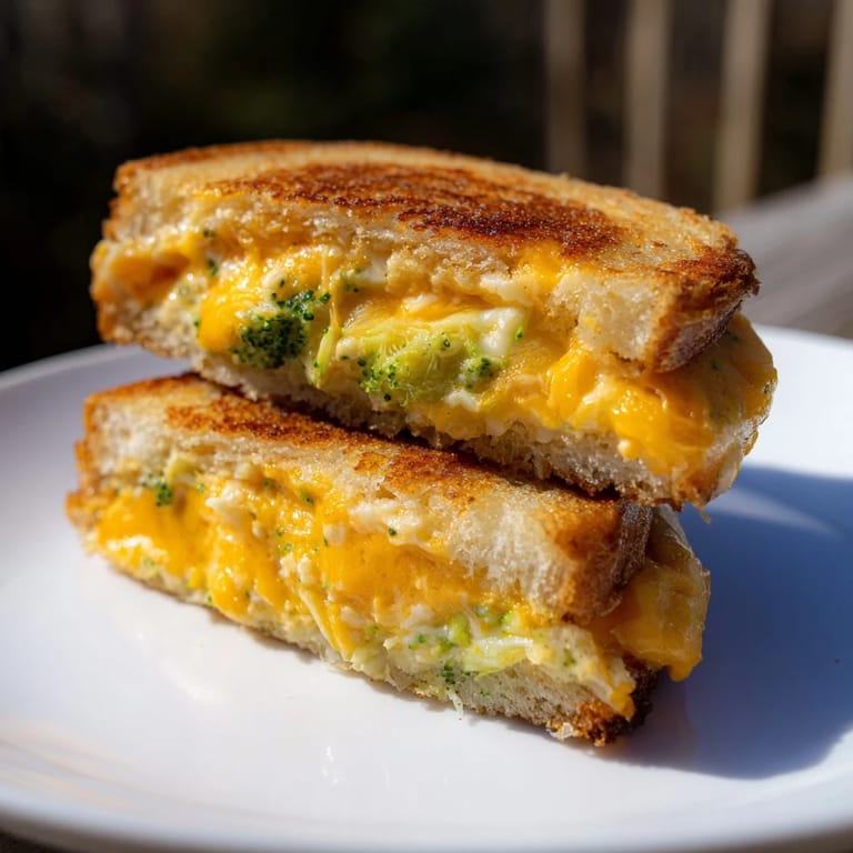 A comforting, flavorful Air Fryer Broccoli Cheddar Stuffed Grilled Cheese, perfect with tomato soup, is waiting.
