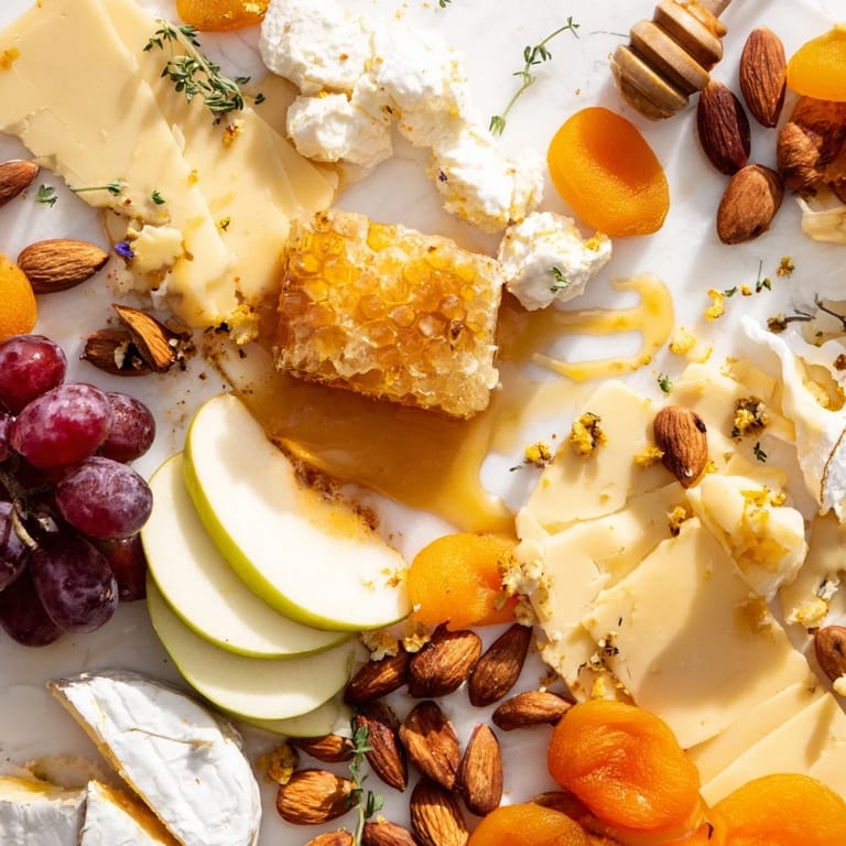 Delectable Busy Bee Honeycomb Snack Plate showcases a sweet and savory assortment for easy entertaining.