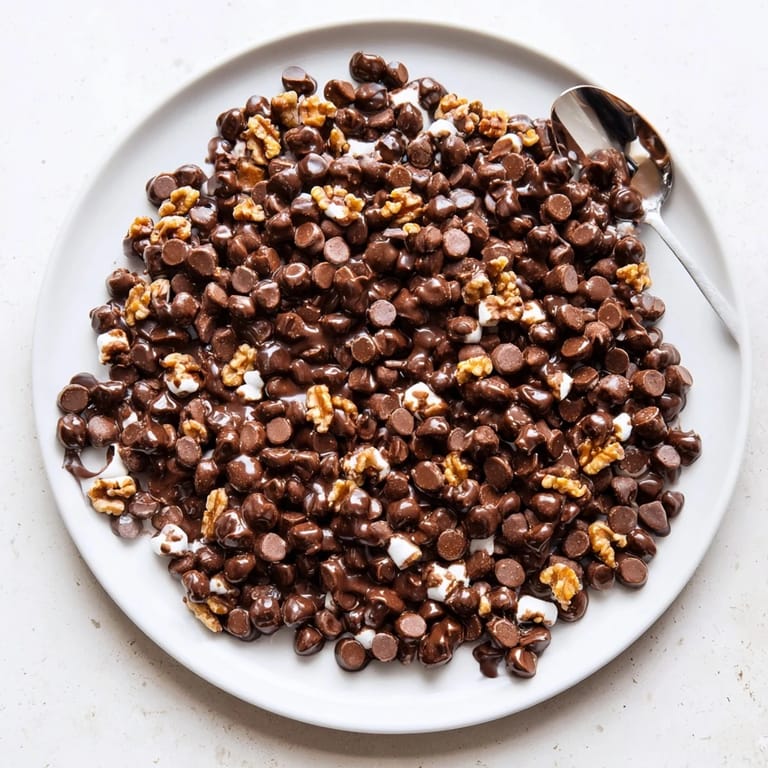 See the melted chocolate chips clinging to puffy marshmallows in this quick, easy dessert.