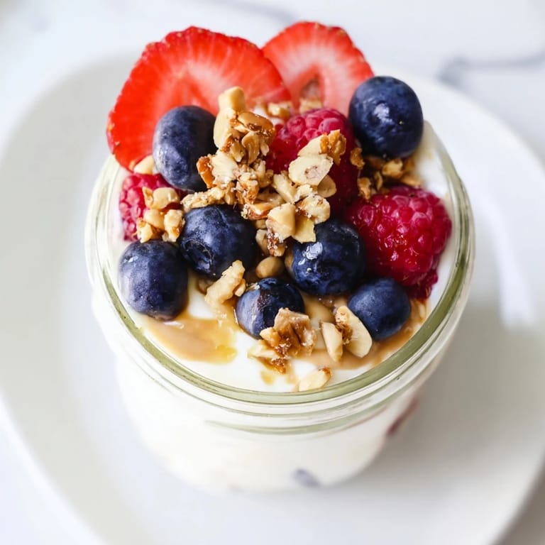 Enjoy the light, fluffy texture of this Cashew Butter Yogurt Parfait topped with a sweet crunch.
