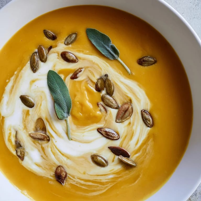 This smooth, velvety butternut squash soup is a vegetarian comfort food classic, lightly spiced.
