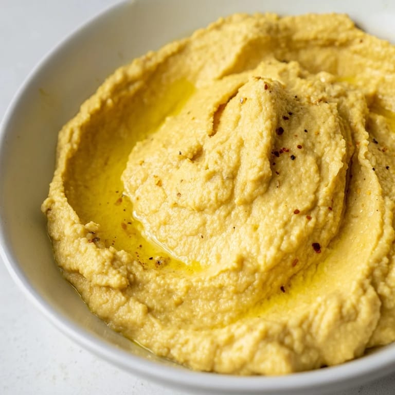 Vibrant image shows the smooth texture of homemade Chickpea Curry Paste, a delicious vegan dip.