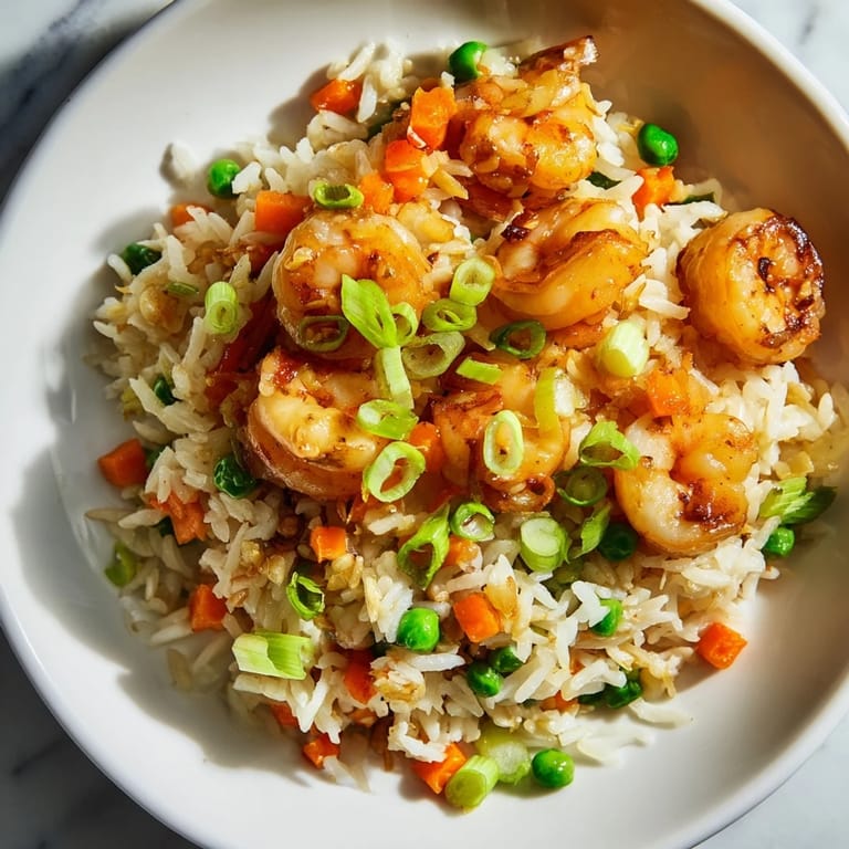 Sizzling Shrimp Garlic Fried Rice, perfectly cooked with fluffy rice and savory soy sauce aroma.