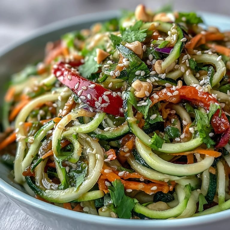 Easy Raw Vegetable Noodle Salad, a refreshing and healthy dish, ready in minutes.