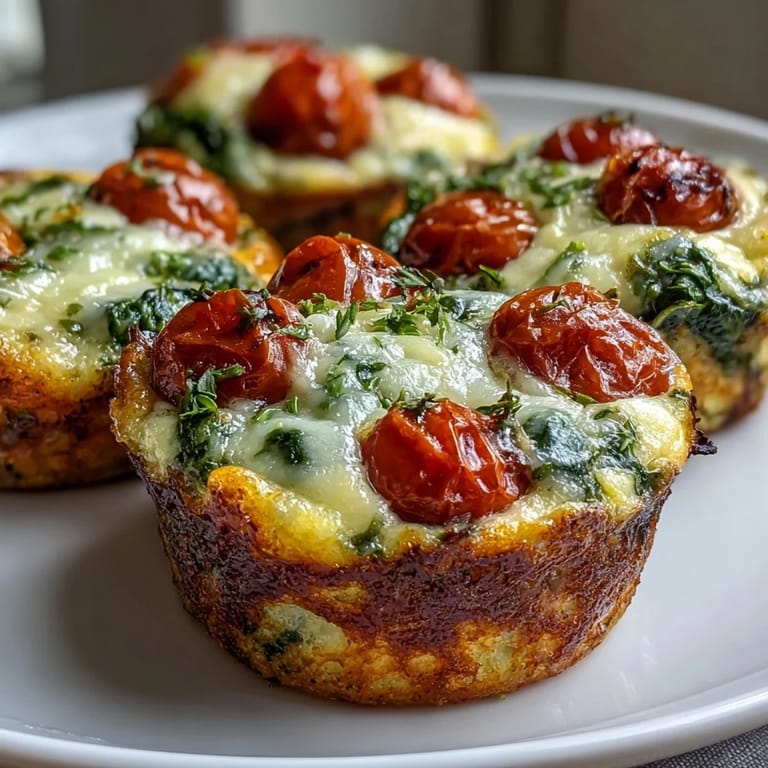 Freshly baked High-Protein Egg Muffin Cups with Spinach and Tomatoes are arranged on a rustic wooden board, ready to be paired with sliced avocado for a savory morning snack.
