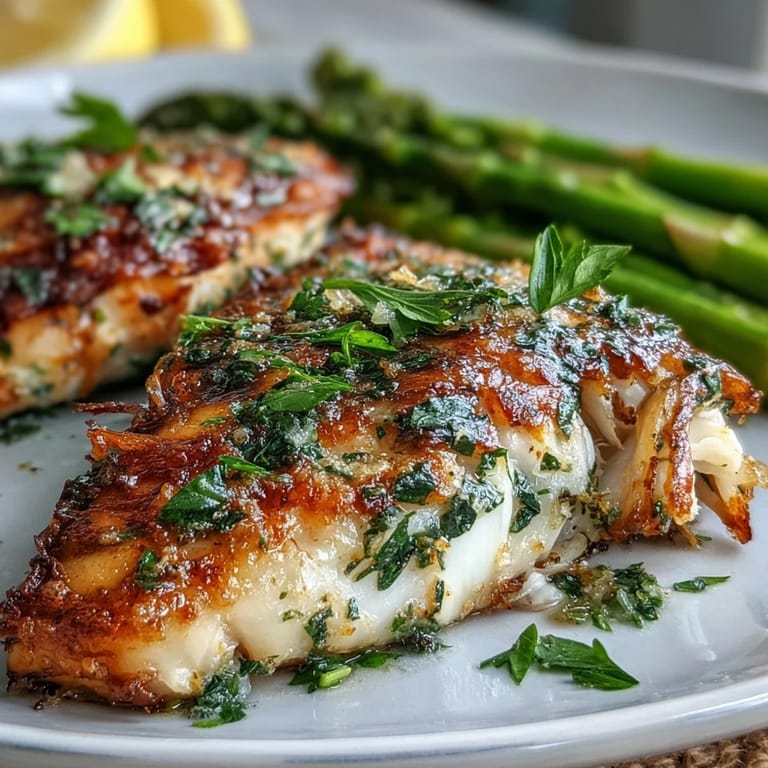 Flaky seasoned tilapia fillets baked to perfection alongside bright green steamed asparagus, ready for a healthy low-carb dinner.