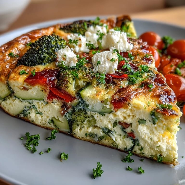 Protein-packed egg white frittata filled with fresh vegetables and herbs, baked to perfection and ideal for a healthy, gluten-free breakfast or brunch.