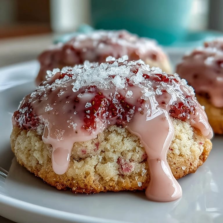 A batch of melt-in-your-mouth strawberry cookies with vibrant pink icing, perfect for spring parties or afternoon tea.