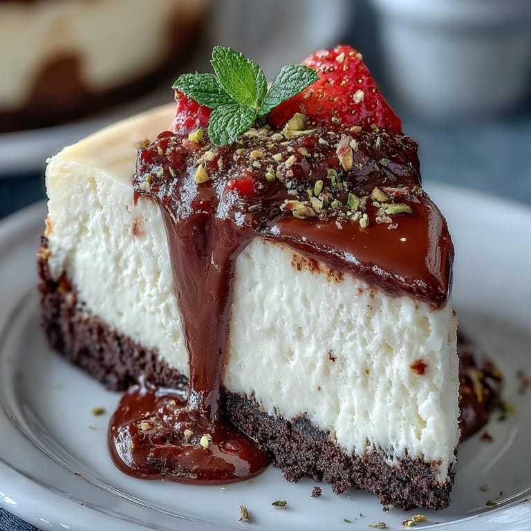 2. Mini cheesecake cups inspired by Dubai's elegance, featuring a crunchy chocolate crust, smooth cream cheese filling, and a vibrant strawberry garnish for a decadent dessert.  