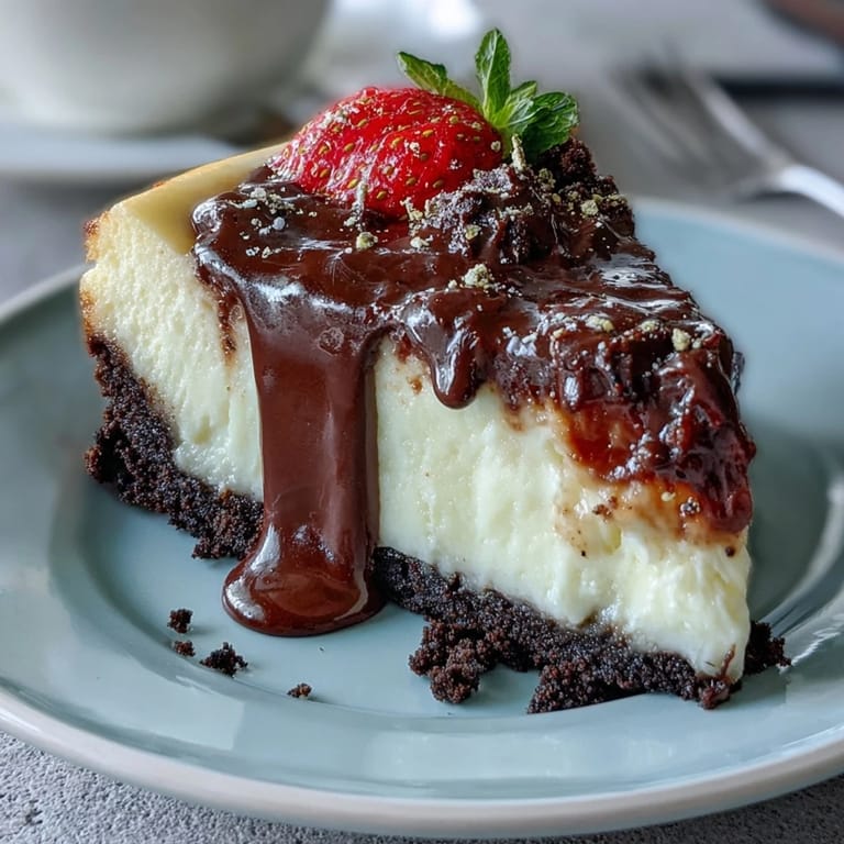 3. Elegant Dubai-style cheesecake cups with a buttery chocolate biscuit base, luscious cheesecake filling, and juicy strawberries, finished with a glossy dark chocolate drizzle.