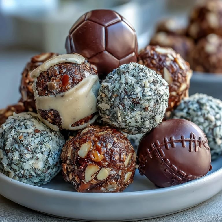 Wholesome energy balls with oats and chocolate chips, an ideal soccer game snack for kids and adults alike.