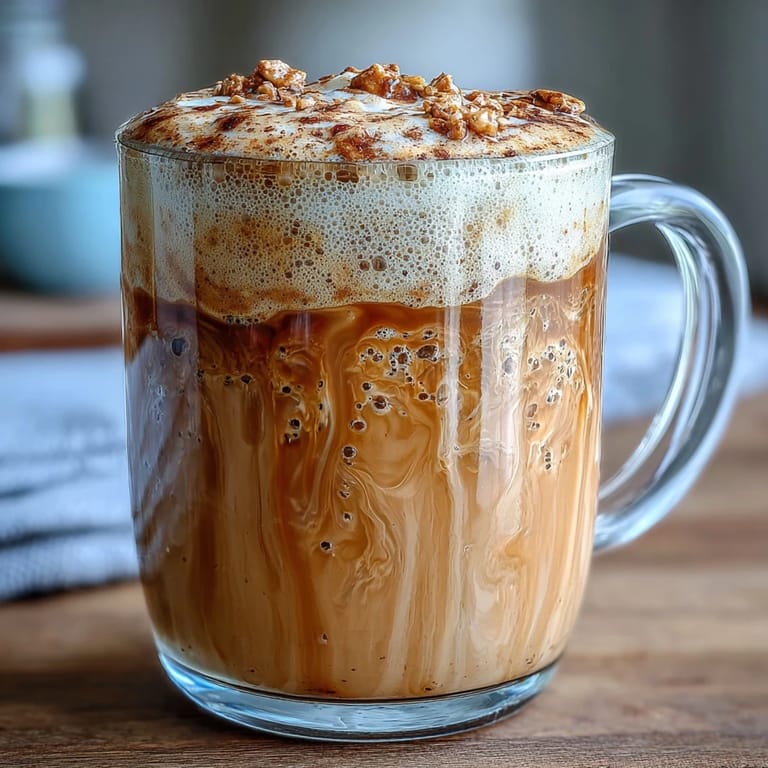Warm vanilla dandelion latte with steamed oat milk, served with a sprinkle of cinnamon for a soothing drink.
