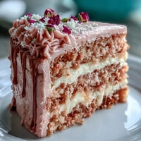Elegant Rosé Velvet Cake with gold drip and pink frosting, perfect for celebrations.