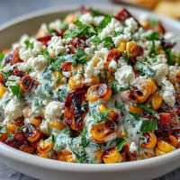 Vibrant Mexican Street Corn Salad with cotija, fresh cilantro, and char flavors.